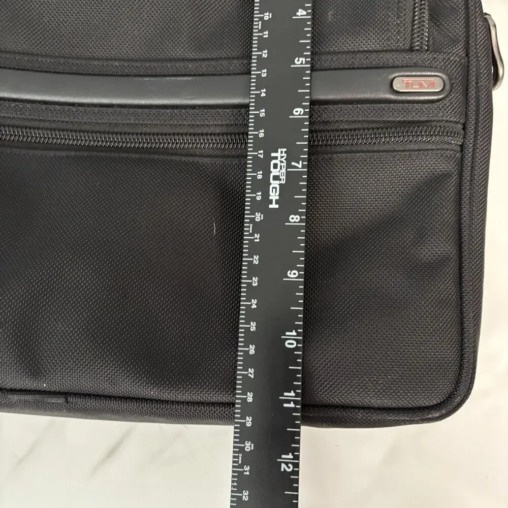 TUMI Black Ballistic Nylon Slimline Padded Laptop Bag Black Leather Handles